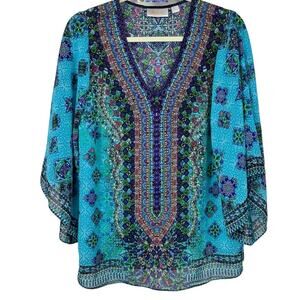 Belle Kim Gravel Vibrant Multicolor Design Top Size XS
